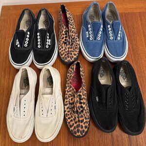 LOT Vans Authentic Shoes Womens Sz 8 For Custom Art Low-pro White Black blue